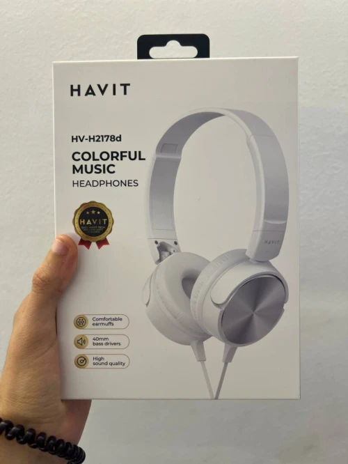 HAVIT HV-H2178D WHITE - CASQUE FILAIRE - SON STÉRÉO - MICROPHONE INTÉGRÉ - DESIGN CONFORTABLE - WHITE