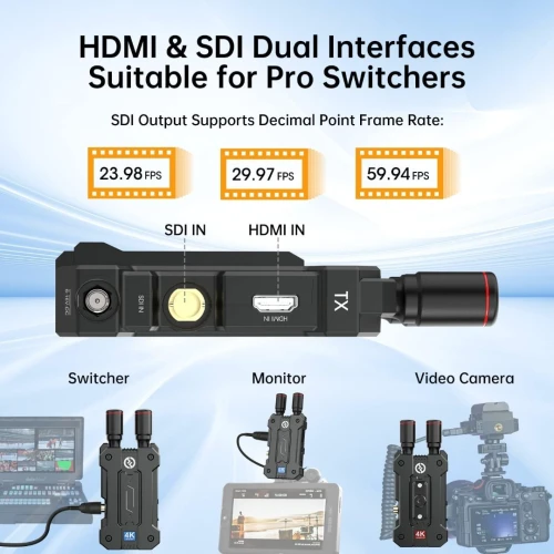 HOLLYLAND MARS 4K - SYSTÈME DE TRANSMISSION VIDÉO SANS FII 4K - 20MBPS - 150M FPS -HDMI & SDI -BLACK
