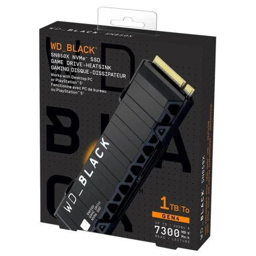 WD BLACK SN850X 1TB - SSD NVME PCIE GEN4 - 7300 MO/S - WITH HEATSINK - PC/CONSOL - 3D TLC - BLACK