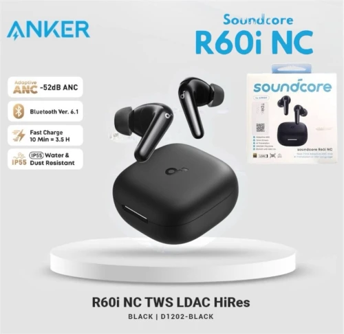 ANKER SOUNDCORE R60I NC - ÉCOUTEURS BLUETOOTH TRUE WIRELESS - ANC ADAPTATIVE - HI-RES LDAC - BLACK