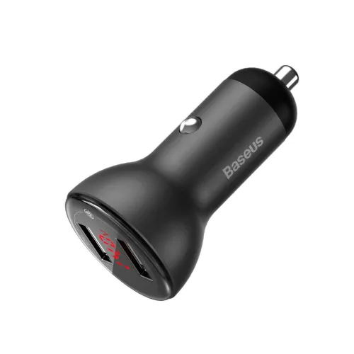 Baseus Digital Display Dual Mini Chargeur de Voiture U+U 45W Câble de charge rapide 