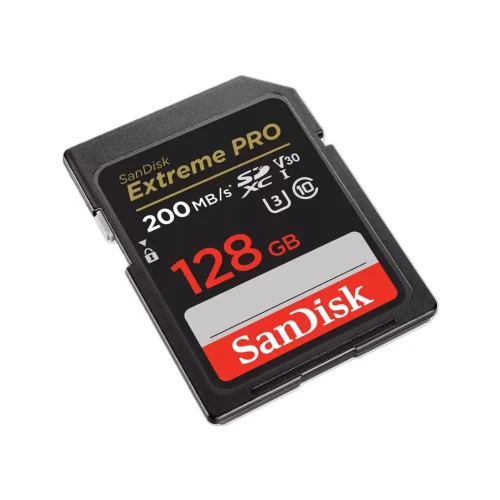 SANDISK EXTREME PRO 128GB - CARTE SDXC UHS-I - VIDEO 4K UHD - 200MO/S LECTURE - BLACK