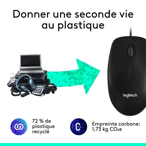 LOGITECH MOUSE M100 - SOURIS FILAIRE - AMBIDEXTRE - CAPTEUR OPTIQUE 1000 DPI - 3 BOUTONS - BLACK