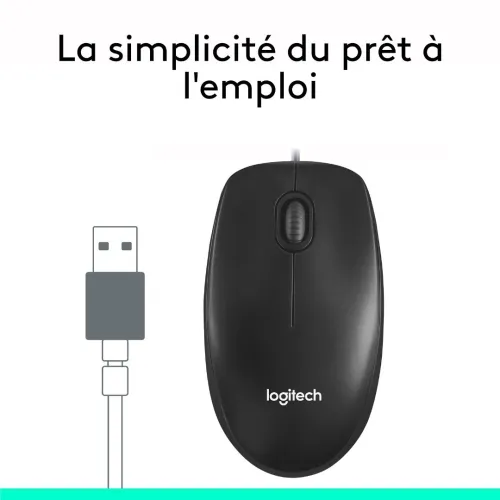 LOGITECH MOUSE M100 - SOURIS FILAIRE - AMBIDEXTRE - CAPTEUR OPTIQUE 1000 DPI - 3 BOUTONS - BLACK