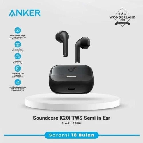 SOUNDCORE BY ANKER K20i - ECOUTEURS SANS FIL TWS - ANC - BLUETOOTH 5.3 - ETANCHE IPX5 - 6H - BLACK