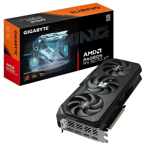 GIGABYTE RADEON RX 9070 XT GAMING OC 16G - CARTE GRAPHIQUE - 16GO GDDR6 - 3 X FANS - PCIe 4.0 - 2x HDMI + 2x DISPLAYPORT - OC - BLACK