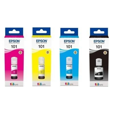BOUTEILLES D'ENCRE EPSON 101 ECOTANK - BLACK - CYAN - MAGENTA - YELLOW - ORIGINALE
