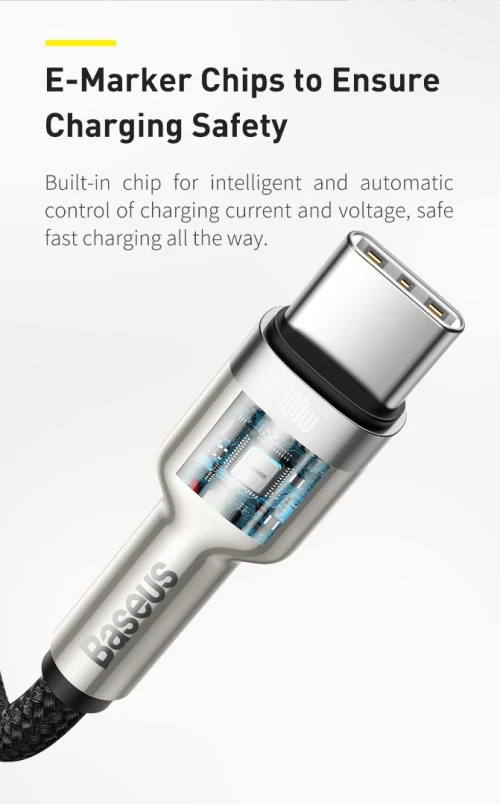 Baseus Type-C to Type-C  Cable 2M Cafule Series Metal Fast charge/Data 100W - Noir-Blanc