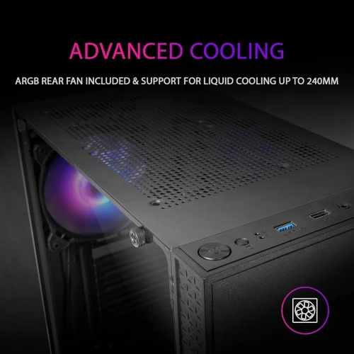 MARS GAMING MC-U3 - BOITIER ATX - VERRE TREMPÉ - ARGB - 1 FAN - USB 3.0 - MICRO & MINI ATX - BLACK
