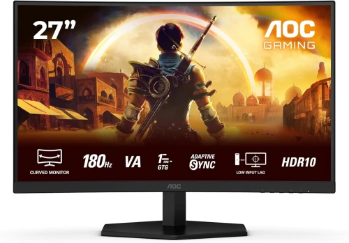 ÉCRAN AOC C27G42E - 27" POUCES - FHD CURVED - 180HZ - 0.5MS - DALL VA - HDR- ADAPTIVE SYNC - NOIR