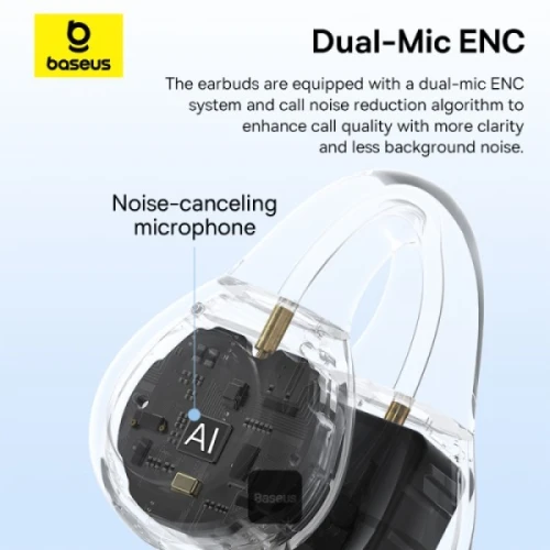 BASEUS EARPOD AIRGO AS01 ORIGINAL - BLUETOOTH 5.3 - RÉDUCTION DE BRUIT - 2MIC ENC HD - ÉTANCHE -