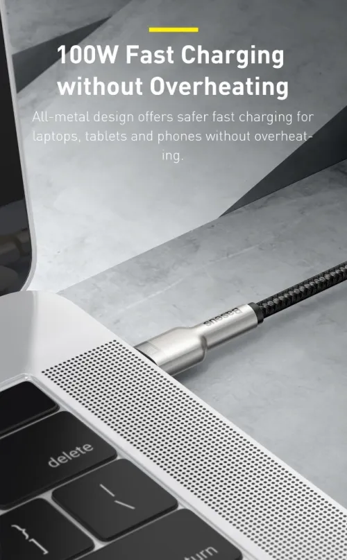 Baseus Type-C to Type-C  Cable 2M Cafule Series Metal Fast charge/Data 100W - Noir-Blanc