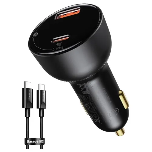 BASEUS SUPERME PPS - 100W DOUBLE CHARGEUR DE VOITURE RAPIDE À AFFICHAGE NUMÉRIQUE