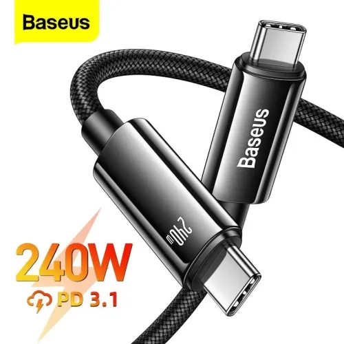 BASEUS TUNGSTEN GOLD - FAST CHARGING DATA CABLE 3M - TYPE-C TO TYPE-C - 240W - ALLIAGE - E-marker