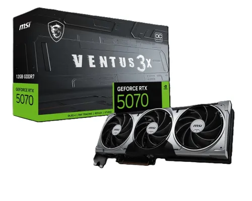 MSI GEFORCE RTX 5070 VENTUS 3X OC - 12 GO GDDR7 - TRIPLE FAN - OVERCLOCK - DLSS - RAY TRACING -BLACK