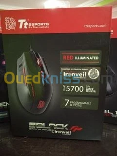 Tt eSPORTS by Thermaltake Black FP - SOURIS FILAIRE POUR GAMER - 7 BOUTONS- CAPTEUR D'EMPREINTE