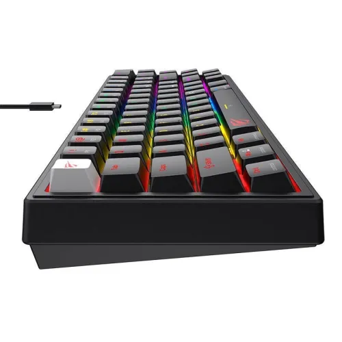 HAVIT KB874L - CLAVIER MÉCANIQUE GAMING - RGB BACKLIT - SWITCHES RED - 67 TOUCHES - COMPACT - BLACK