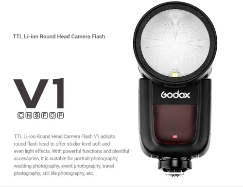 GODOX V1C - FLASH TTL PROFESSIONNEL POUR CANON - RADIO GODOX X - ÉCRAN LCD - 100 M- 2600MAH - BLACK