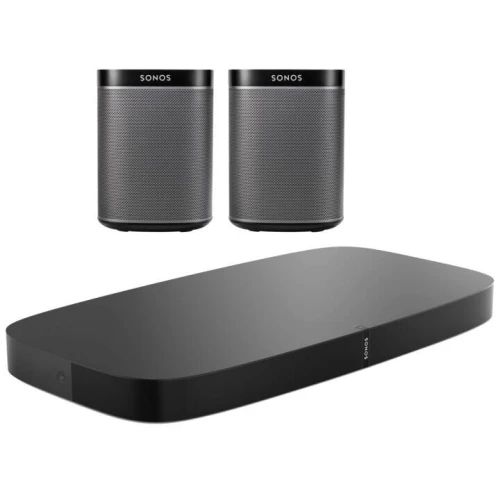 SONOS PLAYBASE BARRE DE SON + 2 X ENCEINTES SONOS ONE SL - SYSTÈME AUDIO SANS FIL - WI-FI - HOME CINÉMA - BLACK