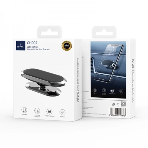 WIWU CH002 SUPPORT TÉLÉPHONE MAGNÉTIQUE - MINI-LÉGER - PROTECTION DE SÉCURITÉ - 360 DEGRÉS - NOIR 