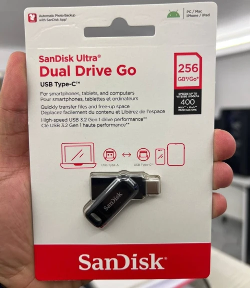 SANDISK ULTRA DUAL DRIVE GO - 256GB - FLASH DISQUE USB TYPE-A & USB TYPE-C - 400 MBS - ORIGINAL