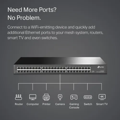 TP-LINK TL-SG1048 - SWITCH RACKABLE 48 PORTS GIGABIT - 10/100/1000 MBPS - PLUG & PLAY - QoS