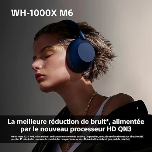 SONY WH-1000XM6 Casque sans-Fil Bluetooth à réduction de Bruit, Son Hi-Res Unique, 30h Autonomie