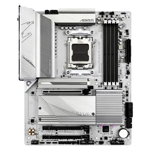 AORUS ELITE AX ICE - CARTE MÈRE ATX - SOCKET AM5 - 4 X DDR5 - CIE 4.0 X16 - M.2 PCIE 5.0 - WIFI 6E - LAN 2.5GBE - WHITE