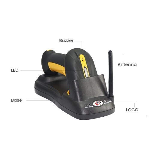HENEX XL-9529 - DOUCHETTE CODE À BARRE 1D/2D SANS FIL - IP65 - PLUG & PLAY - 600M DISTANCE  - 2200MHA - 433MHZ - BLACK