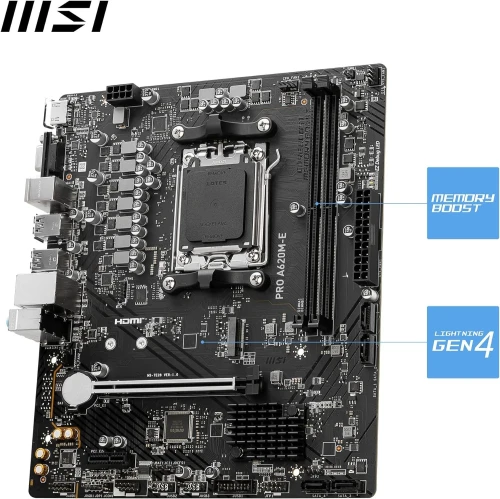 CARTE MÈRE MSI PRO A620M-E Micro ATX - Socket AMD AM5 - 2xDDR5 - 1x M.2 Gen4 - 6400+MHz/OC