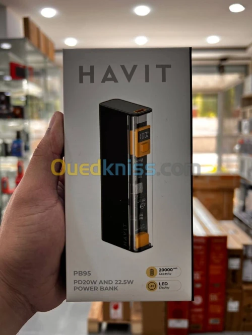 HAVIT PB95 - BATTERIE EXTERNE POWER BANK 20000mAh - DOUBLE SORTIE USB - CHARGE RAPIDE - NOIR