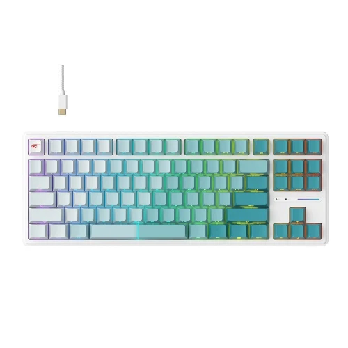 HAVIT KB901L - CLAVIER MÉCANIQUE GAMING - RGB BACKLIT - SWITCHES RED - 88 TOUCHES - ANTI-GHOSTING - DESIGN GAMING - BLACK
