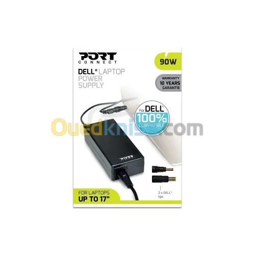 Port Designs Batterie PC Portable  Chargeur - alimentation pour 100% Compatible DELL -  90W Noir