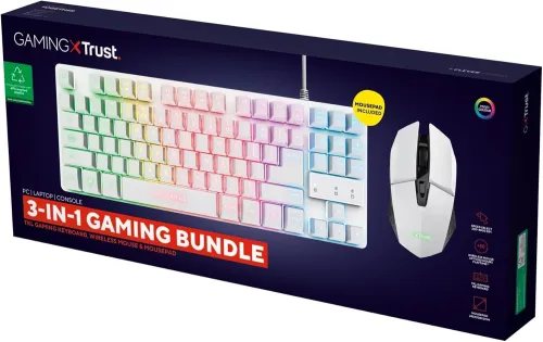 GAMING X TRUST - 2 EN 1 GAMING BUNDLE - CLAVIER QWERTY TKL - SOURIS - MULTIPLATFORM - WHITE 