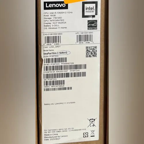 LENOVO IDEAPAD SLIM 3 16IRH10 - INTEL CORE i5-13420H - 16 GO DDR5 - SSD 1TO NVMe - 16" WUXGA IPS - INTEL UHD - BLACK