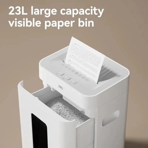 DESTRUCTEUR DOCUMENTS DELI ET048 - 23 LITRES - COUPE CROISÉE - MANUEL & AUTO - 16 SHEETS - WHITE