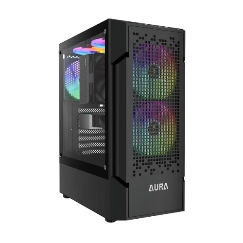 GAMDIAS AURA GC7 ARGB -  BOÎTIER MOYEN TOUR - VERRE TREMPÉ - 3 X FANS - MESH - 120MM MAX - BLACK