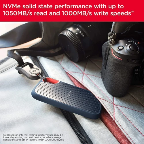 SANDISK EXTREME PORTABLE 2TO SSD - DISQUE DURE EXTERNE - TYPE-C USB 3.2 - LECTURE JUSQU'À 1050 MO/S
