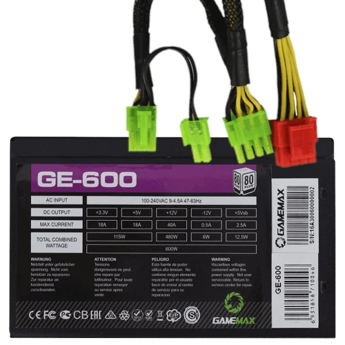 ALIMENTATION GAMEMAX GE-600-600W 80+