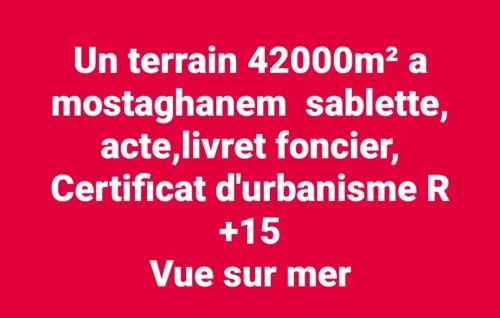 Vente Terrain Mostaganem Mostaganem