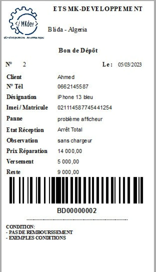 Logiciel Gestion de Stock et Réparation