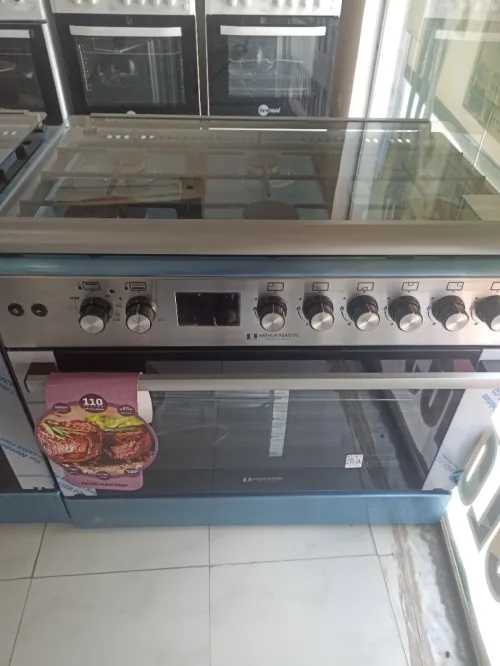 Cuisinière 6Feux double wok gaz électronique inox