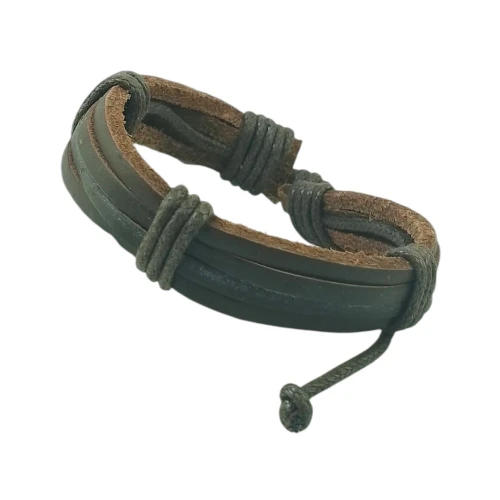 Bracelet en Cuir Artisanal - Fait Main Motifs Berbères Authentiques Cuir Naturel Tanné au Plantes
