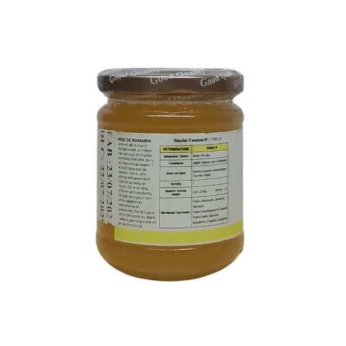 Miel Romarin 100% naturelle et sans aucun additifs pot de 250 G 