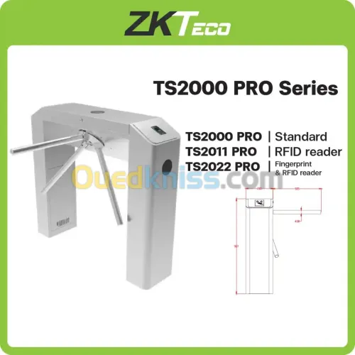 Tourniquet Tripode  Logiciel Pour contrôle d'accès ZKTeco TS2000 PRO TS1000