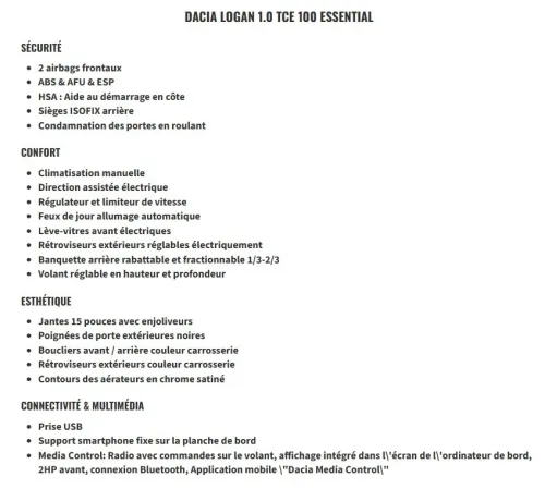 Dacia Logan 2026 Essential