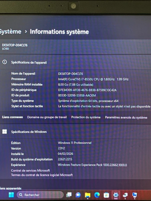 Pc i7 8ème generation