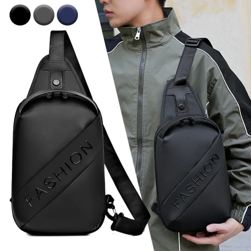 Fashion Black Sac de poitrine décontracté pour hommes avec bandoulière Bleu
