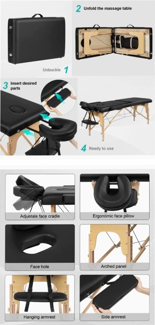 Table de massage Pliable en bois