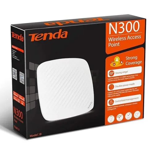 TENDA I9 Point d'Accès de Plafond WIFI 300Mbps, Borne WiFi 2.4GHz, 2X2 MIMO, 802.11b/g/n, 25 Clients